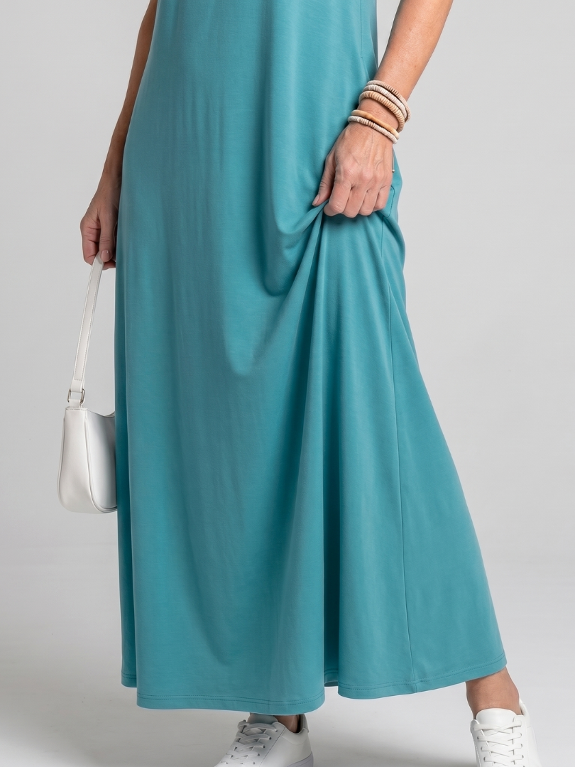 Valerie | Robe Midi Sans Manches Imprimée de Feuilles Tropicales