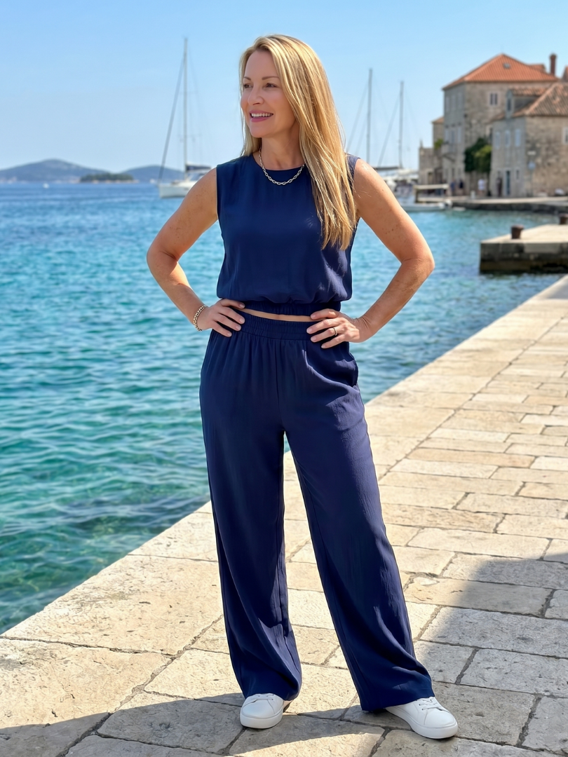 Otilia | Ensemble de pantalons à taille élastique sans manches