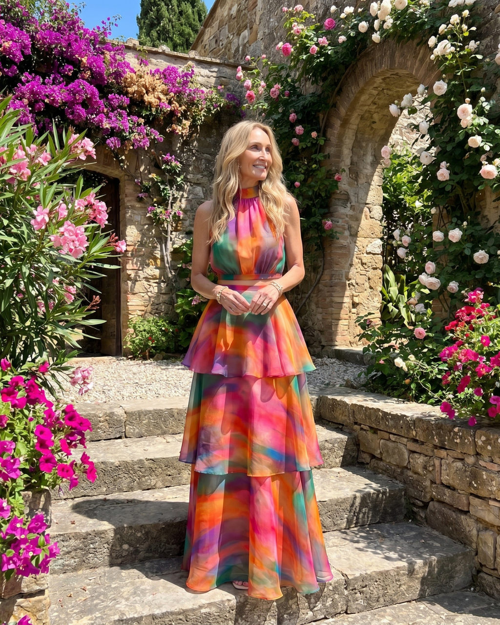 Mique | Robe Maxi à Découpes Florales Naturelles en Col Halter