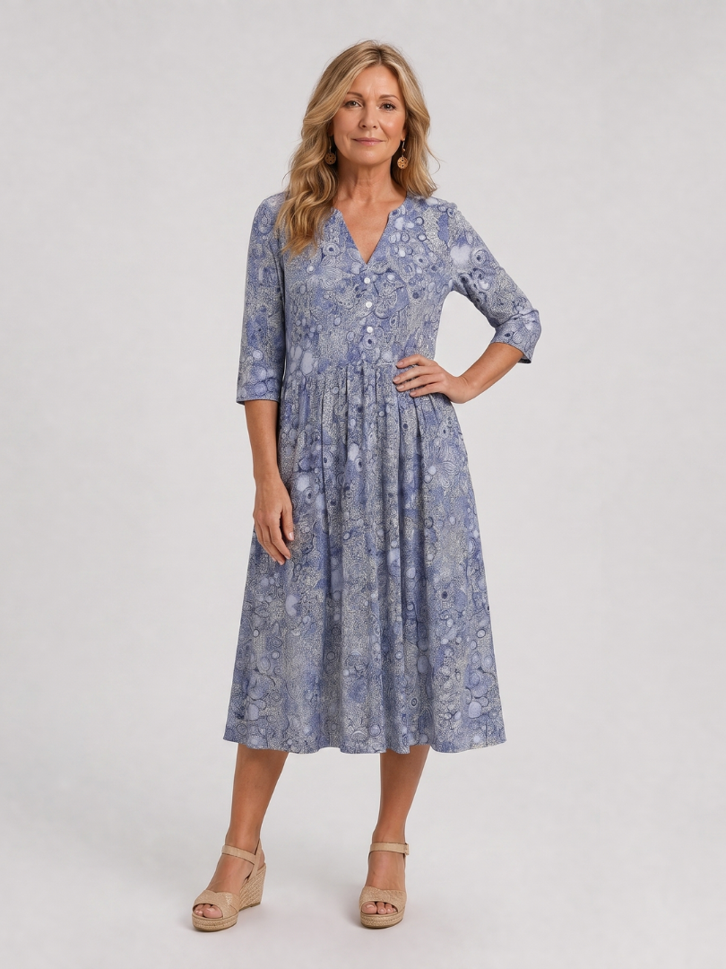 Picao | Robe Midi Vintage à Manches Trois Quarts
