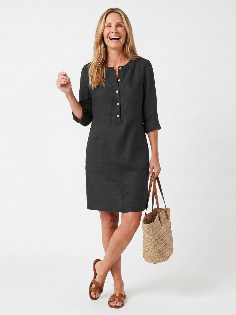Rosalind | Robe à manches à boutons et longueur genou