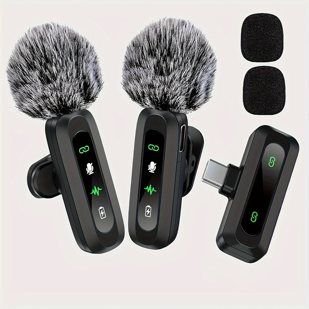 Microphone Lavalier Sans Fil avec Connexion USB-C pour Smartphones et Tablettes – Design Compact, Idéal pour les Podcasts et Vlogs