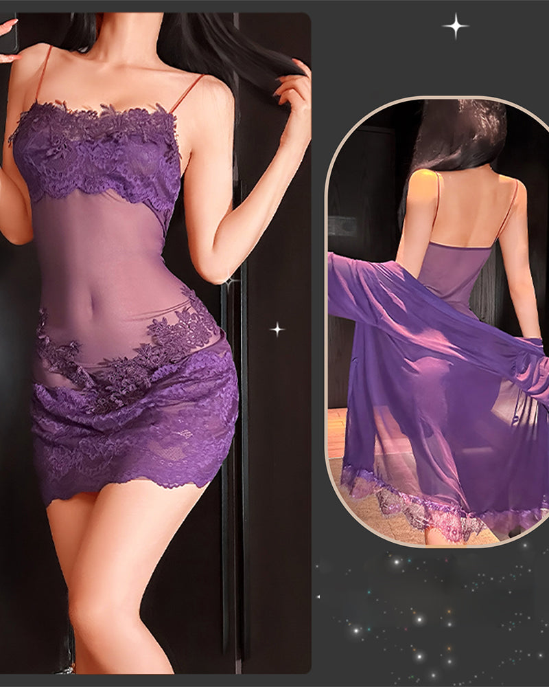 Aivy | Ensemble de pyjama en dentelle séduisant en mesh