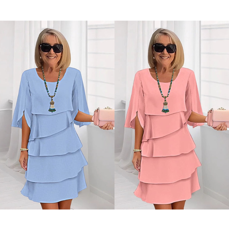 Robe à couches chic avec manches bouffantes pour femmes