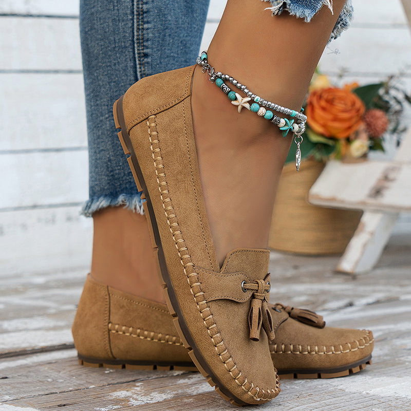 Echoarchiv | Mocassins en daim classiques avec détail à franges pour femmes