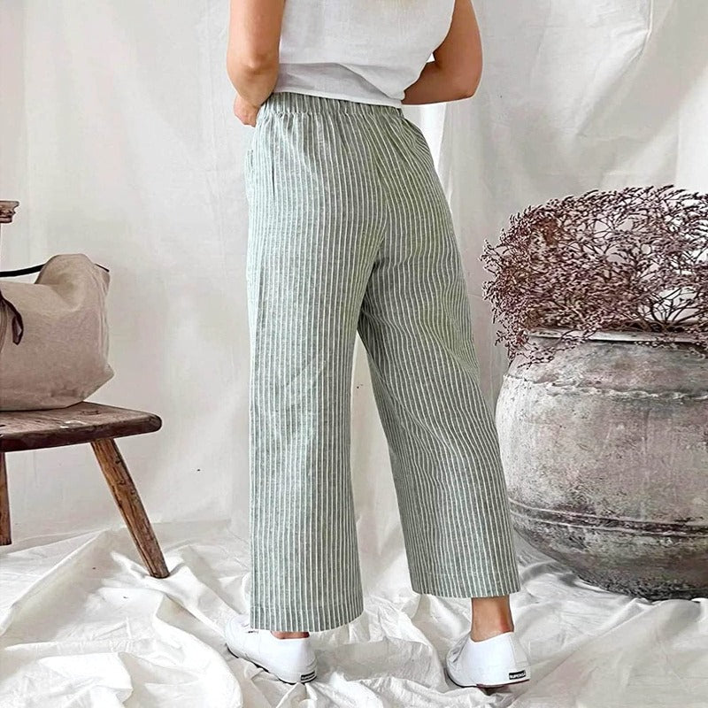 Pantalon en Lin pour Femmes avec Grandes Poches
