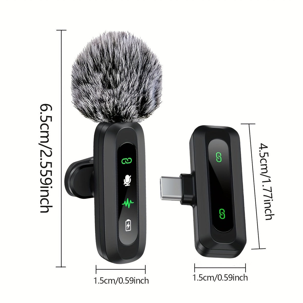 Microphone Lavalier Sans Fil avec Connexion USB-C pour Smartphones et Tablettes – Design Compact, Idéal pour les Podcasts et Vlogs