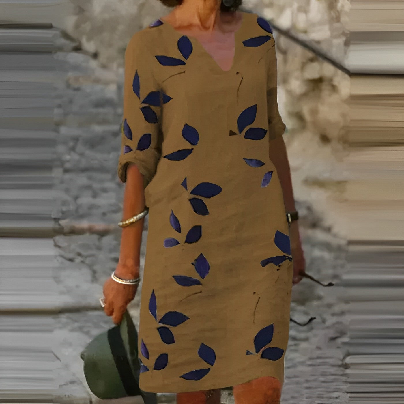 Robe d'été époustouflante avec imprimé feuilles pour femmes