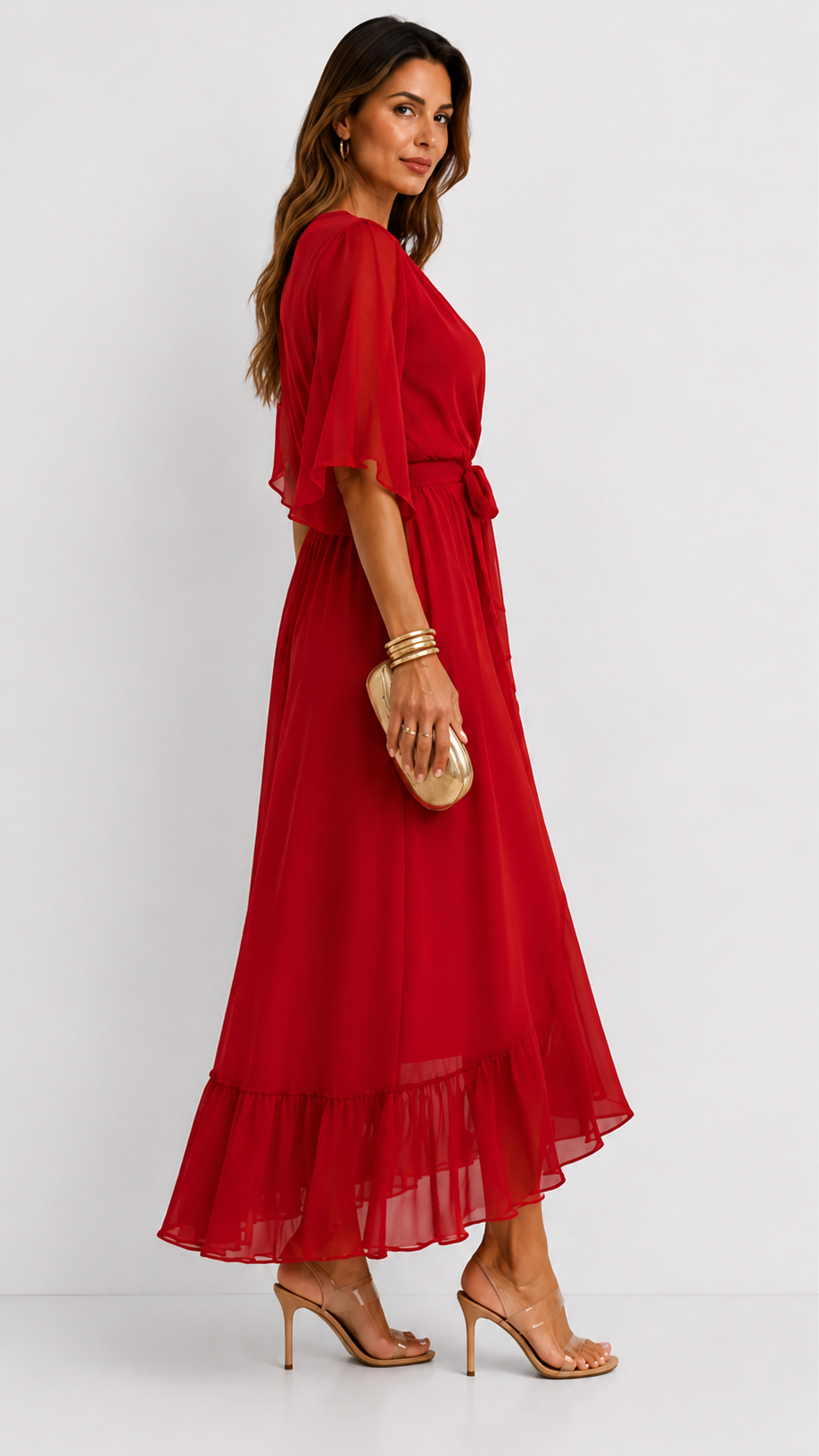 MOREAU LYON | ROBE EN CHIFFON À ENVELOPPER POUR FEMMES