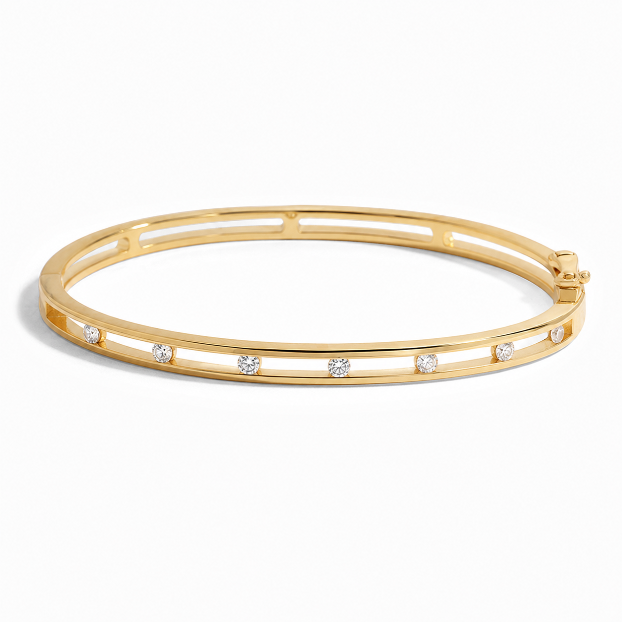 Veluna – Bracelet Jonc en Cristal Flottant Doré pour Femmes