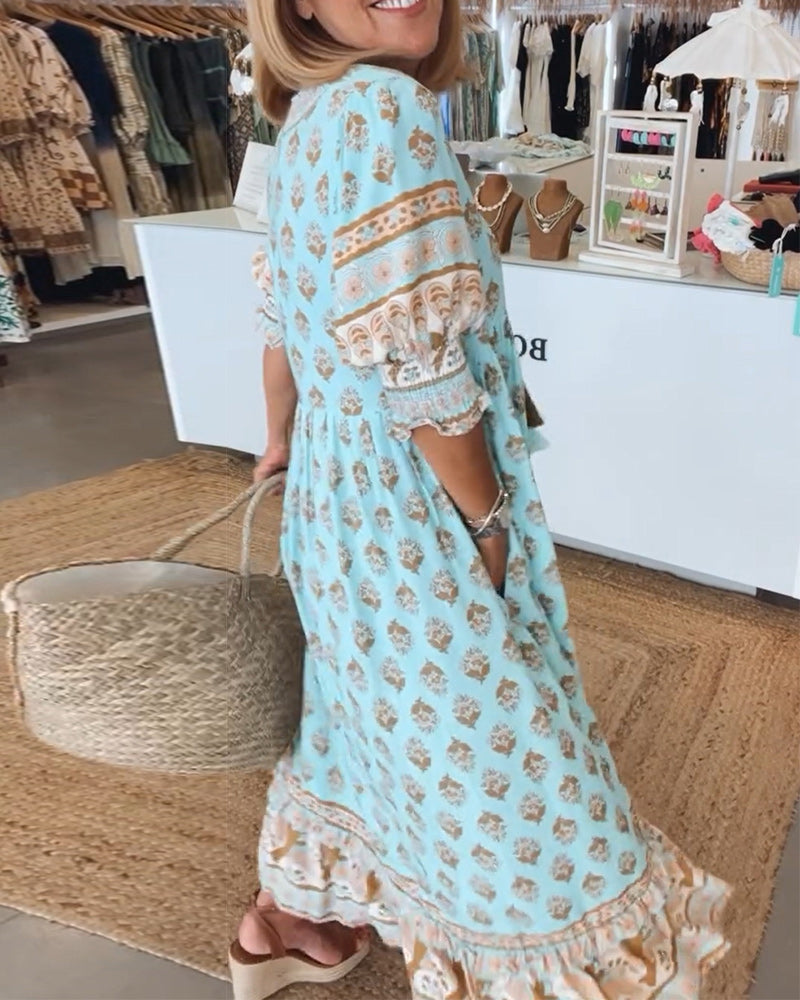 Liana | Robe imprimée avec décolleté en V