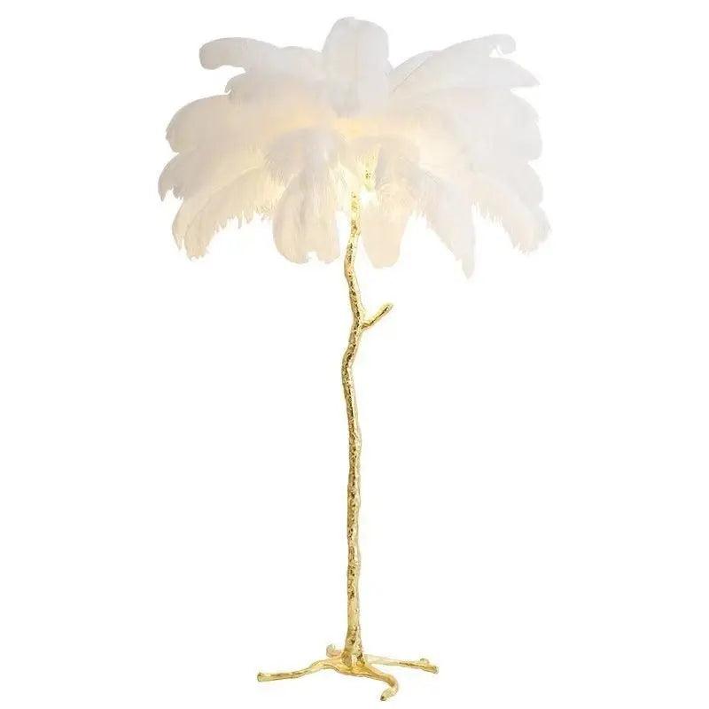 LuxeOstral - Lampe sur pied en plumes d'autruche nordiques