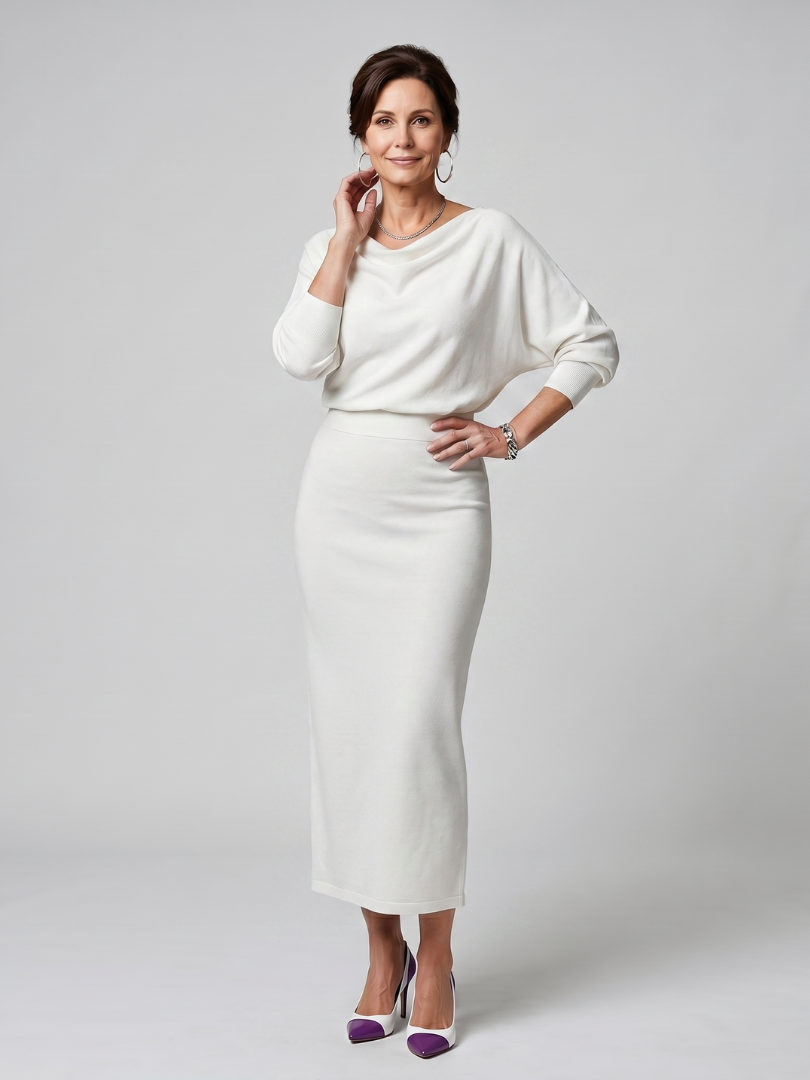 Romy | Robe midi ajustée avec encolure drapée