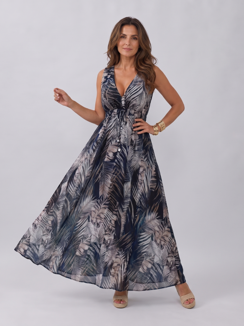 Zake | Robe midi sans manches à taille empire