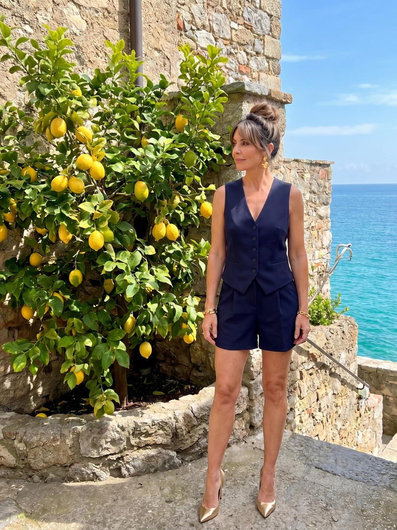 Subane | Ensemble de veste sans manches et shorts ajustés