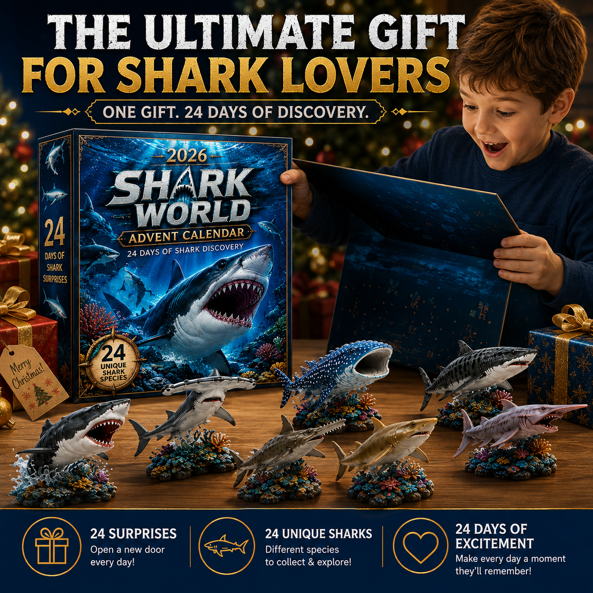 50% de Réduction Seulement Aujourd'hui - 2026 Calendrier de l'Avent Monde des Requins