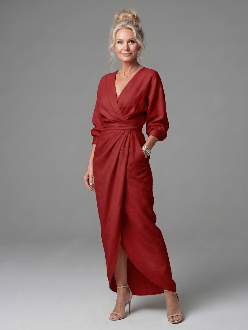 Olympia | Robe Maxi Drapée Diagonale