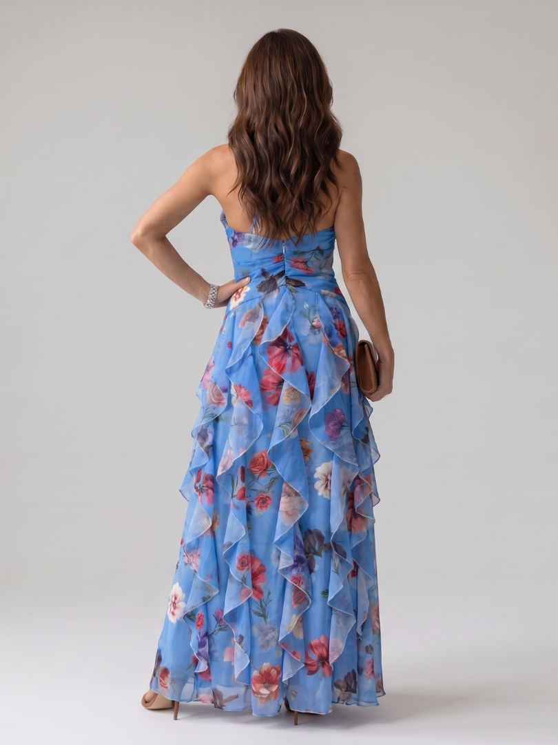Nori | Robe Maxi à Encolure Halter et Corsage Froncé