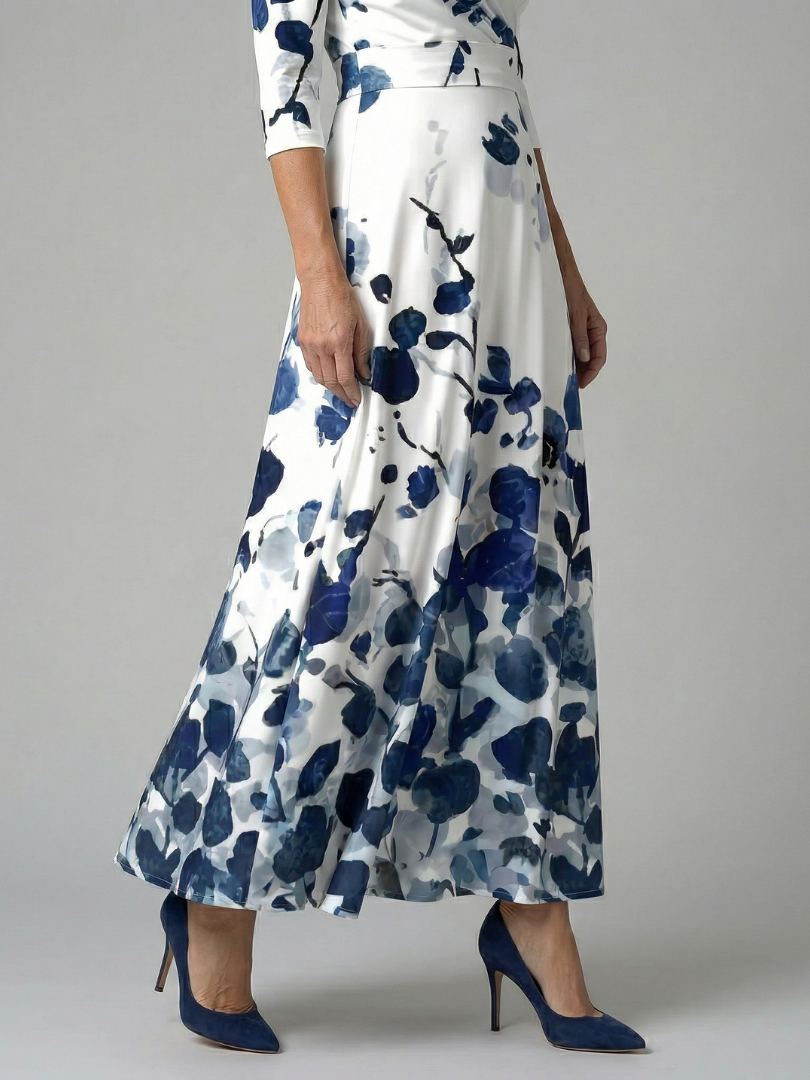 Celine | Robe Midi à Enveloppe avec Manches Longues