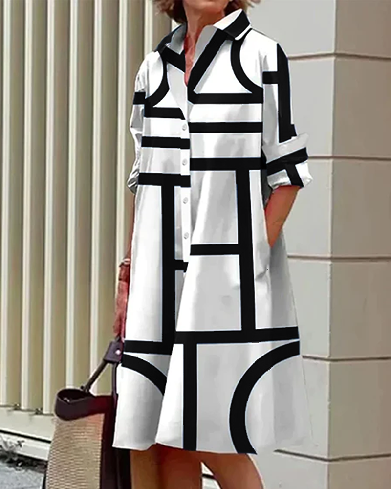 Echoarchiv | Robe avec poches et imprimé géométrique