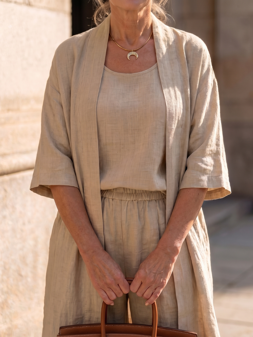 Yael | Ensemble Décontracté en Trois Pièces Haut et Pantalon