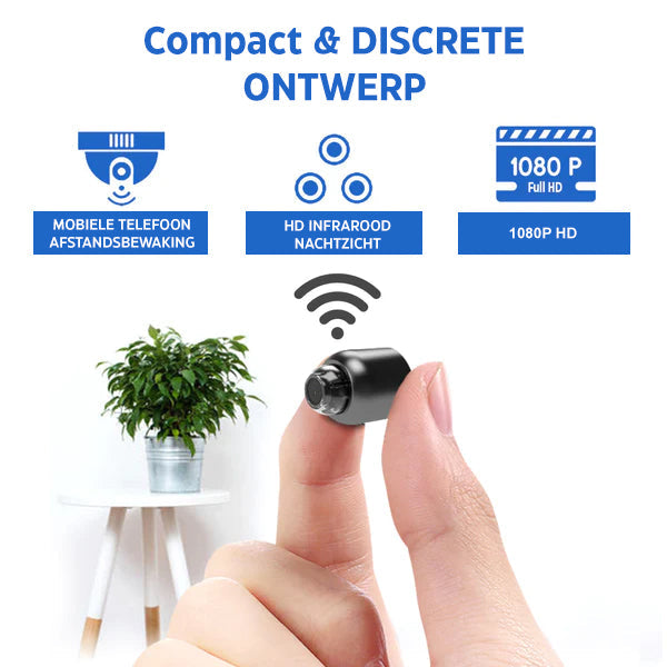 MiniEye Caméra de Sécurité Full HD | Caméra Mini Compacte avec Vision Nocturne & Détection de Mouvement