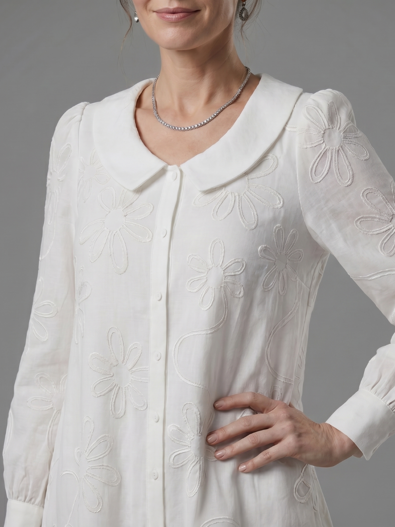 Opale | Robe mi-longue à col boutonné