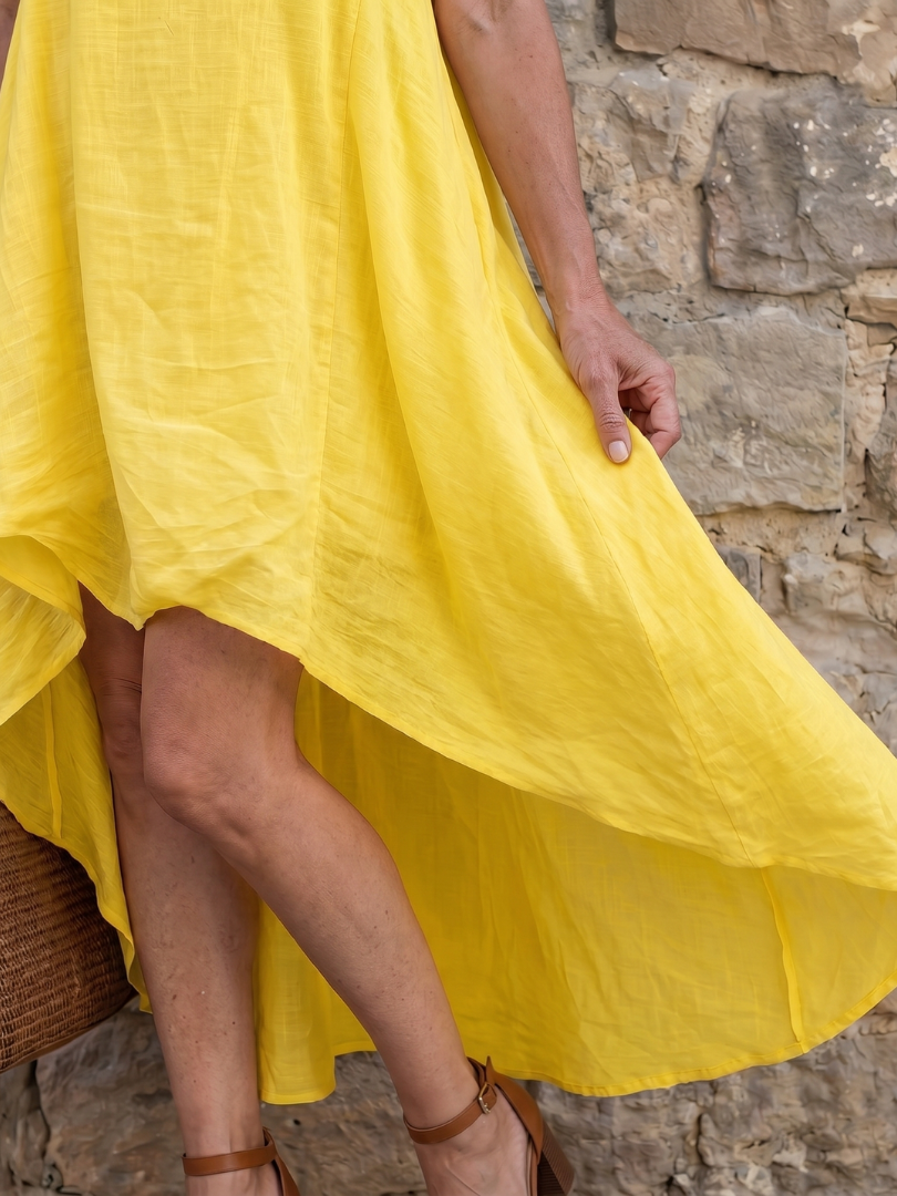 Grier | Robe Midi à Encolure Propre Haute Basse
