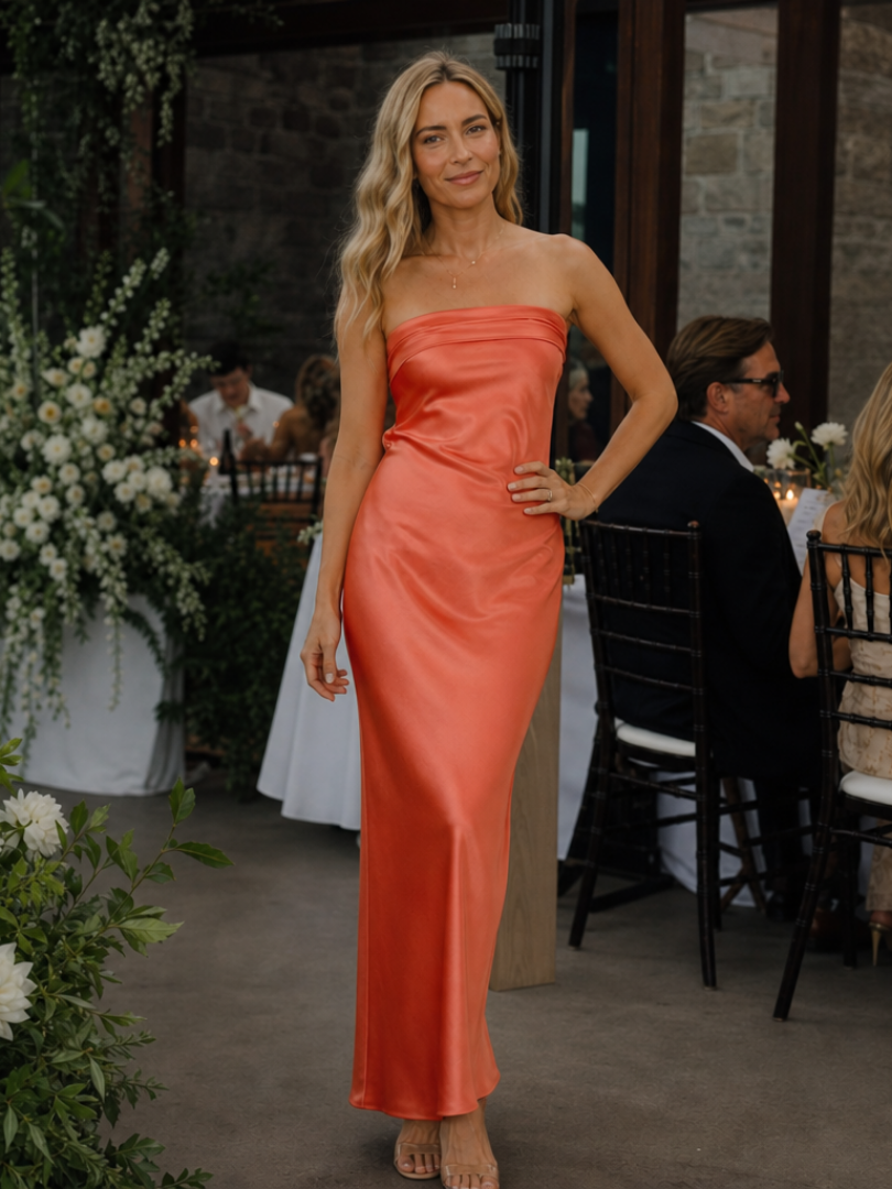 Smoge | Robe Midi Silhouette Ajustée Sans Bretelles