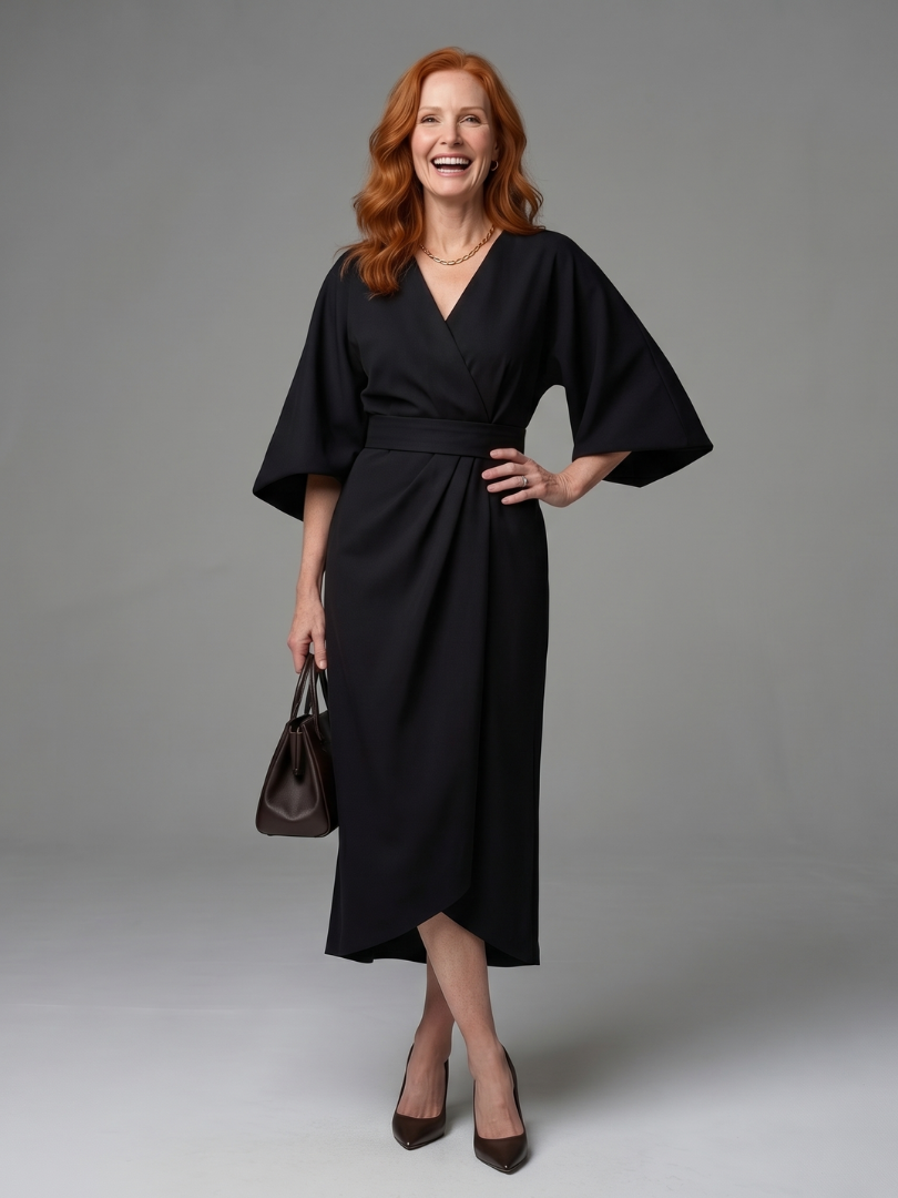 Beryl | Robe Midi à Panneau Taille Sculpté
