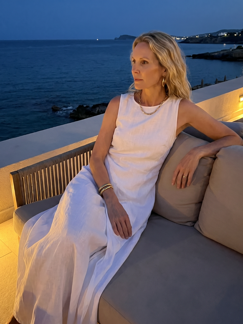 Hortensia | Robe Maxi à Encolure Ronde Asymétrique et Superposée