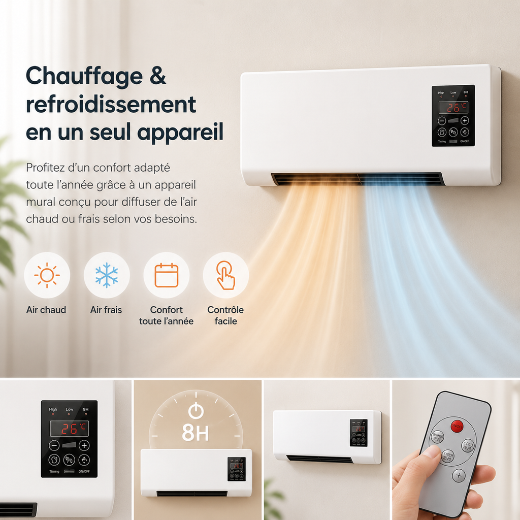 Climatisation | Chauffage et Refroidissement | Monté au Mur avec Télécommande