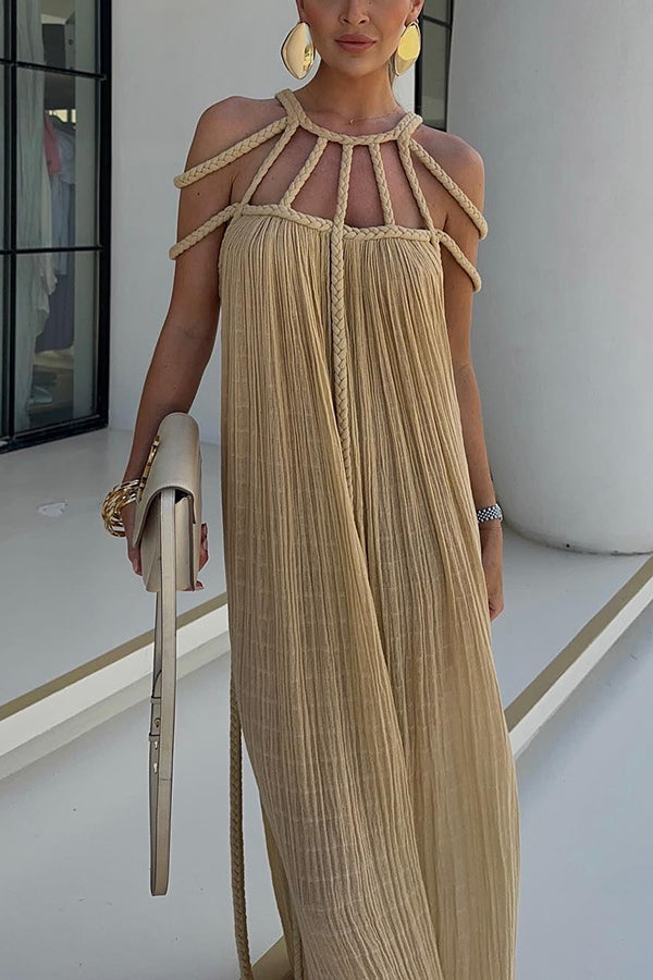 Heidi | Robe maxi moderne avec drapés et tresses
