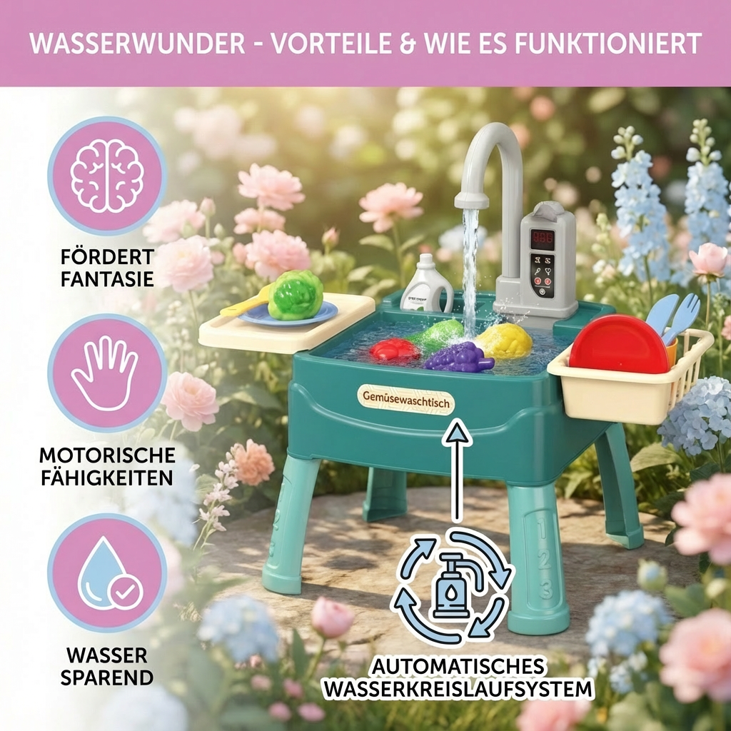 WasserWunder Cuisine de Jeu avec Robinet Magique pour Enfants