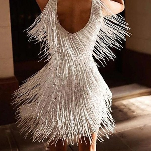 Kathryn | Robe de fête sexy à franges
