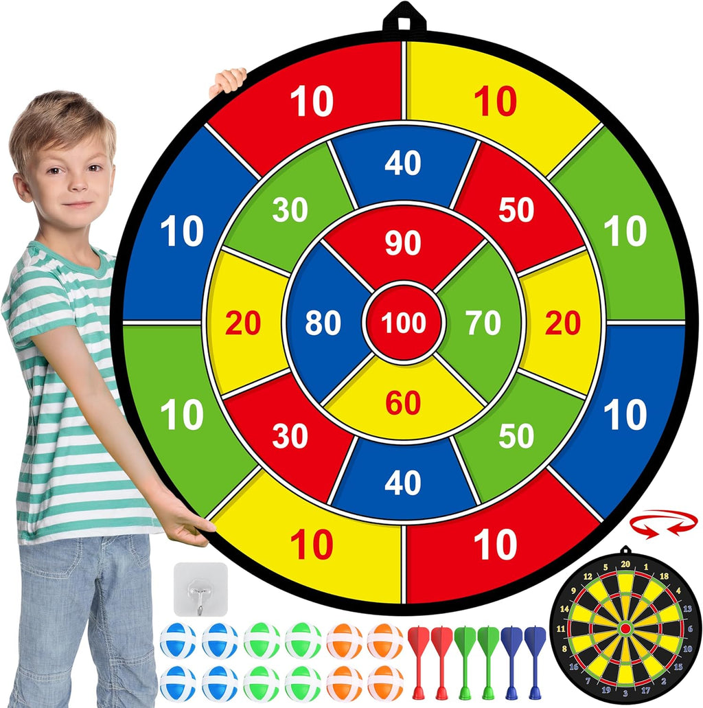 Grand tableau de fléchettes double face pour enfants – Jouer, apprendre et se détendre