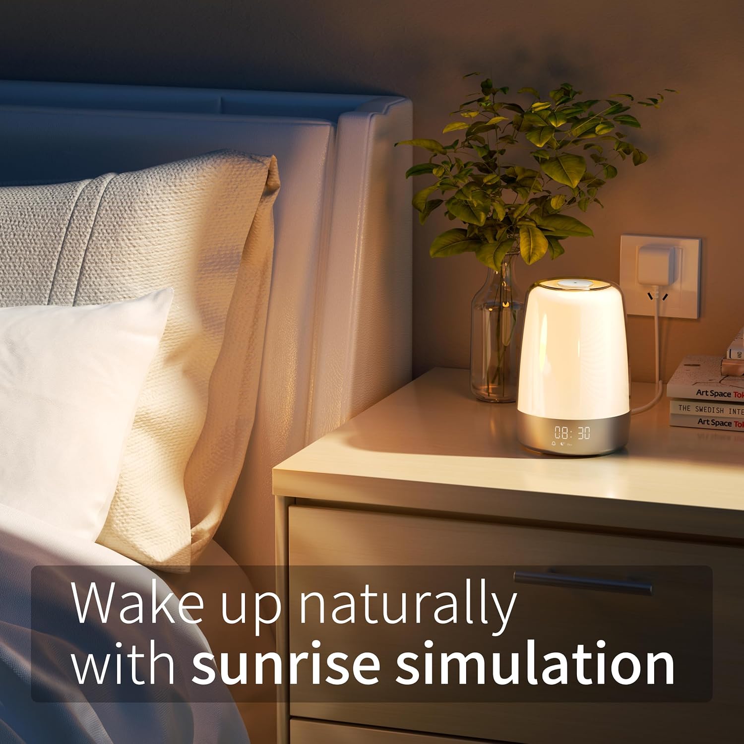Norvo | Aurora Réveil Lumineux – Réveil avec Simulation de Lever de Soleil et Sons Naturels & USB-C