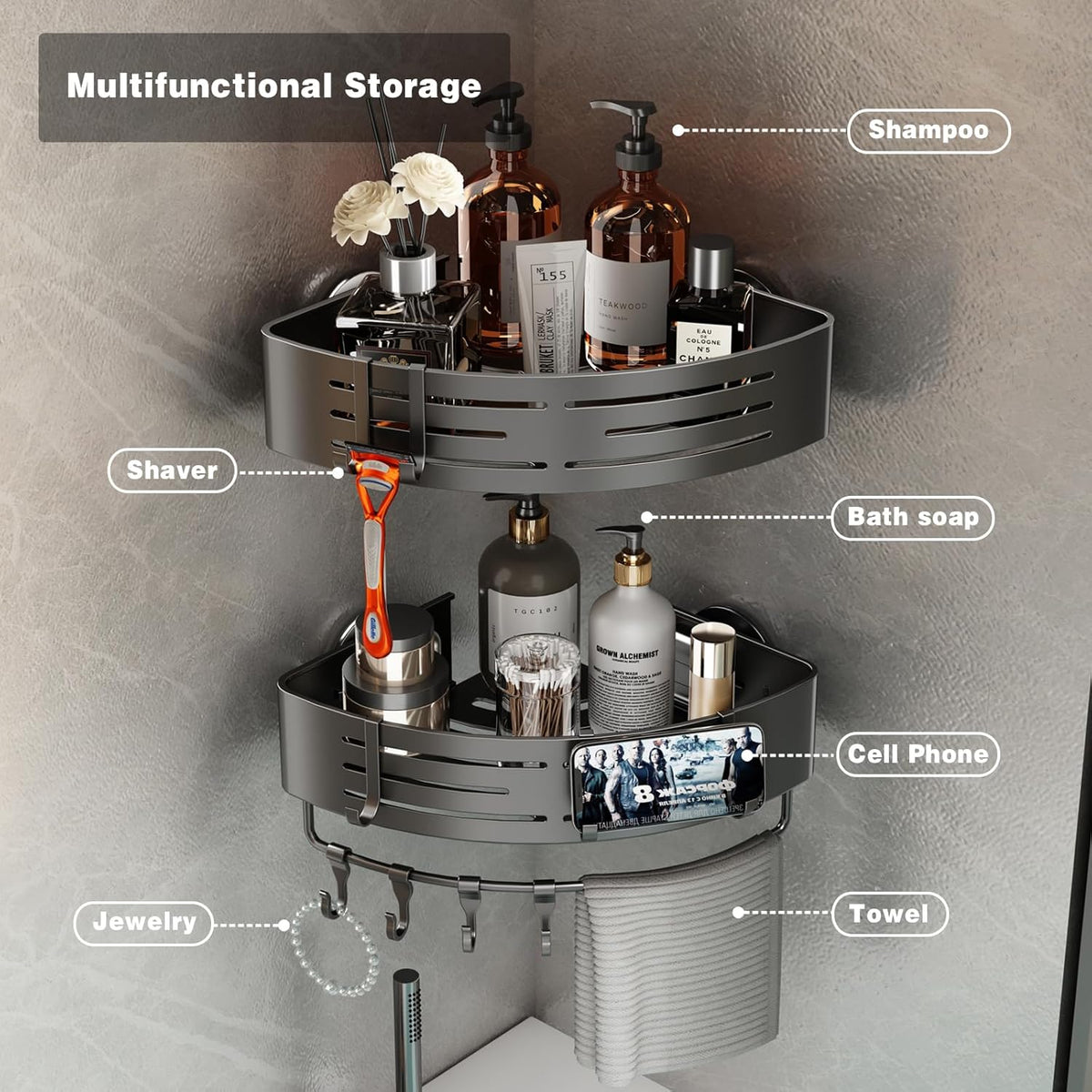 CaddyCraft Organisateur de Douche Triangulaire | Maximisez l'espace avec un caddy élégant et polyvalent