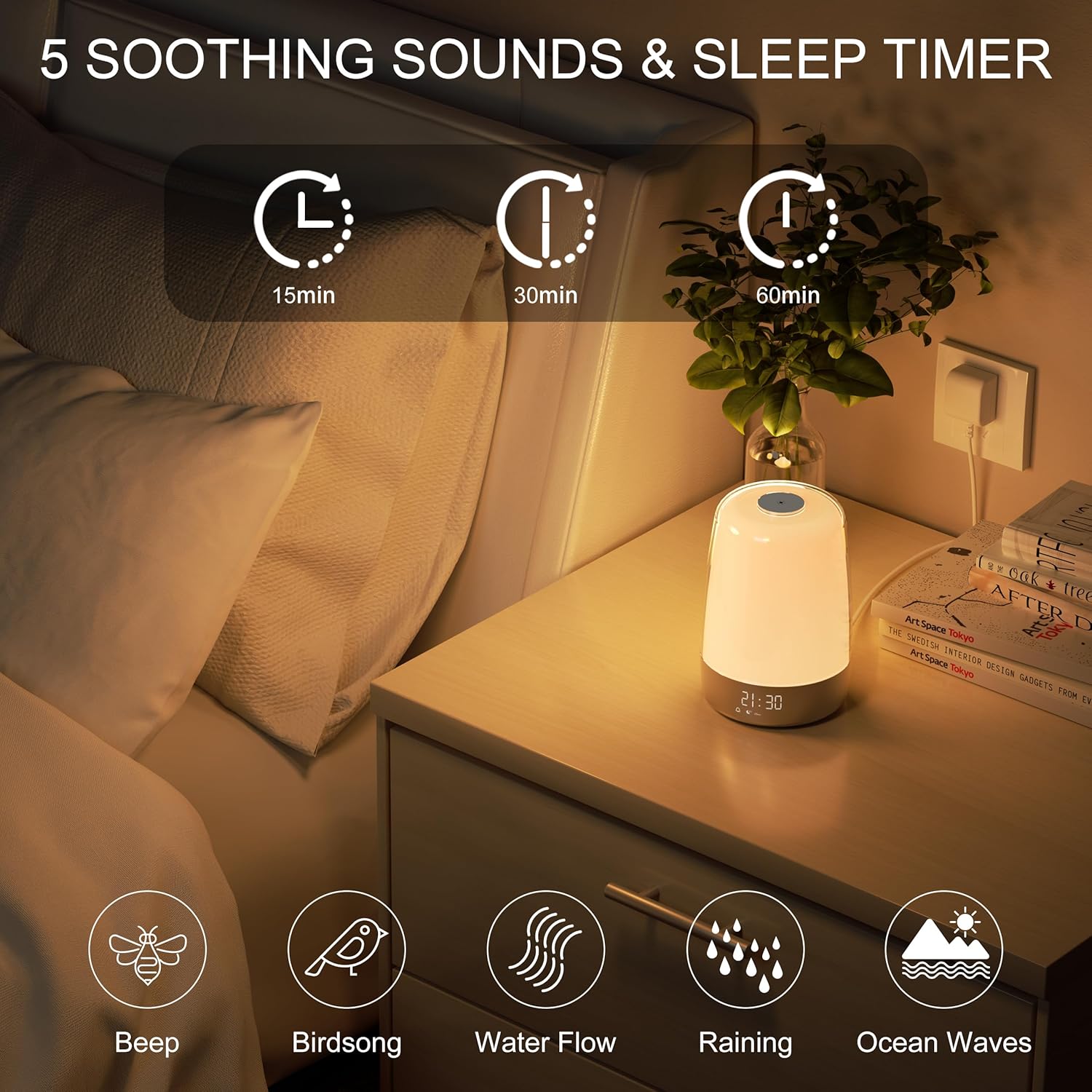 Norvo | Aurora Réveil Lumineux – Réveil avec Simulation de Lever de Soleil et Sons Naturels & USB-C