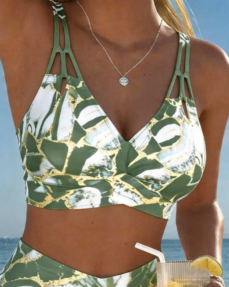 Inès - Bikini Flatteur Taille Haute Imprimé