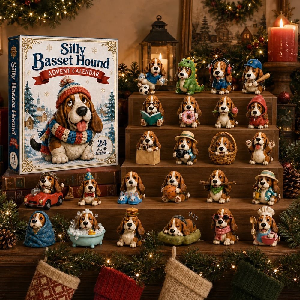 Calendrier de l'Avent Basset Hound Fou 2026 – 24 Jours de Surprises