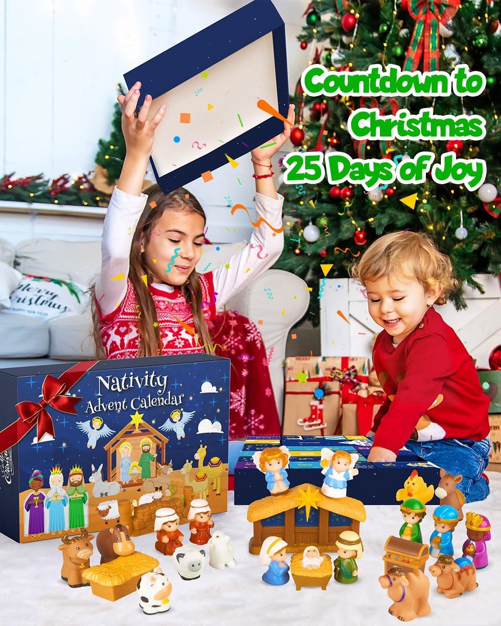 HeiligeNacht | 2025 Calendrier de l'Avent Crèche 25 Pièces Décoration de Fête