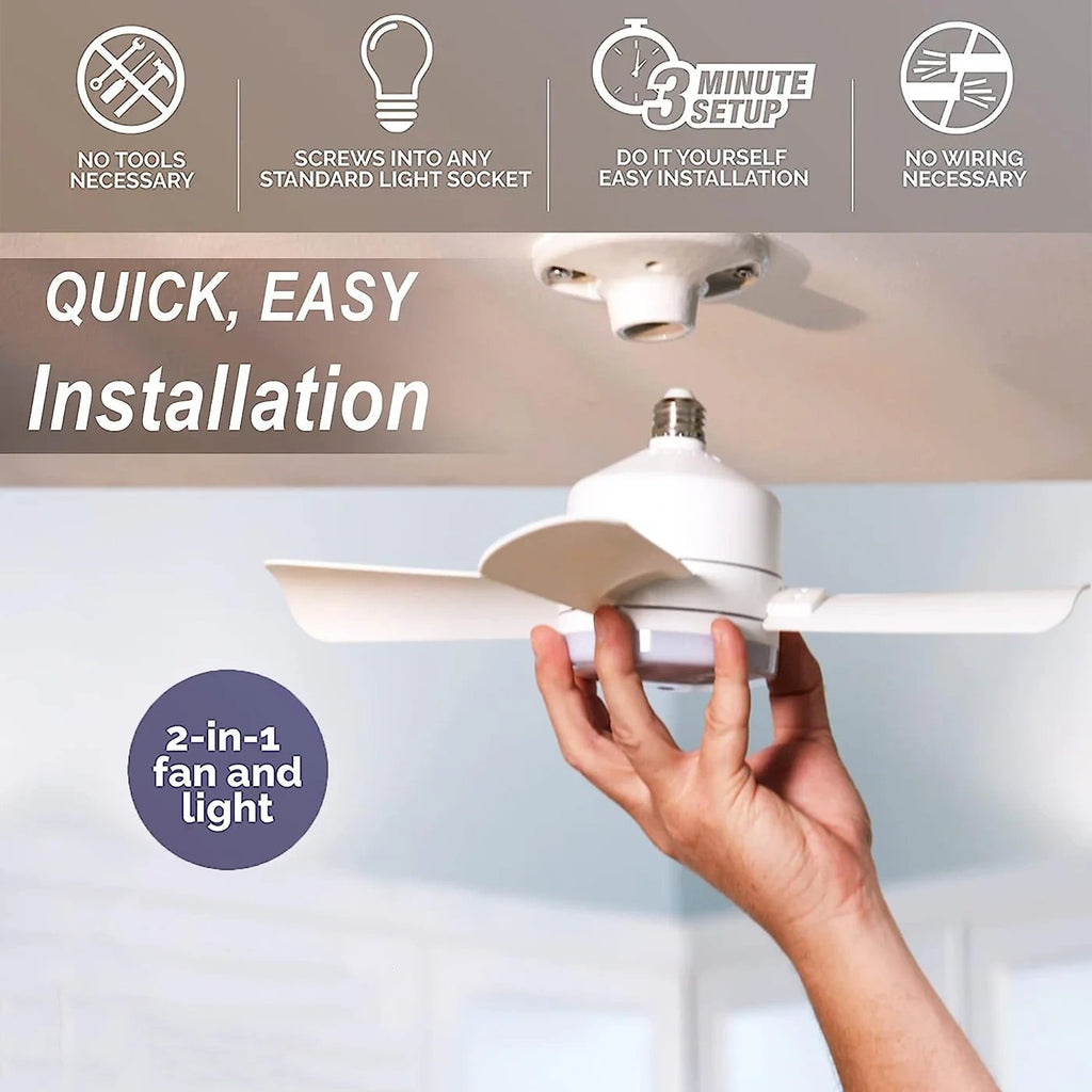 LuxeBreeze Ventilateur de Plafond Portable & Lumière | Élégante solution 2-en-1 avec télécommande pour confort et style