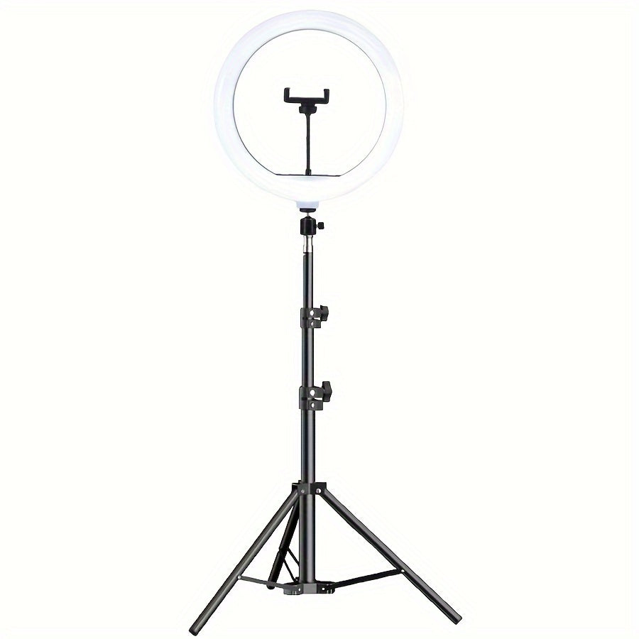 Lampe Anneau LED avec Trépied Réglable et Support de Téléphone pour Selfies et Enregistrements Vidéo