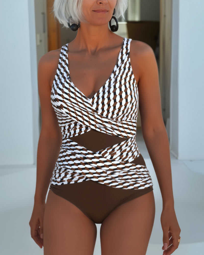 Pêche | Maillot de bain crossover rayé