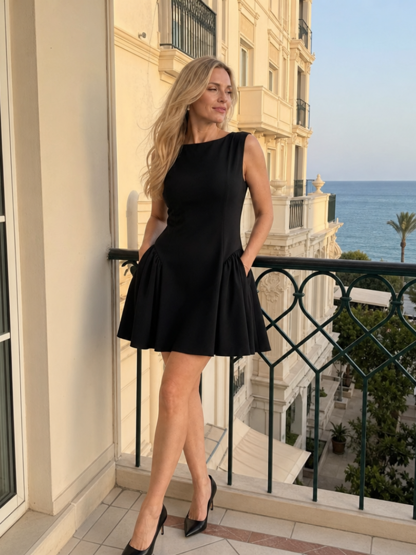 Felicity | Robe Mini à Jupe Évasée Sans Manches