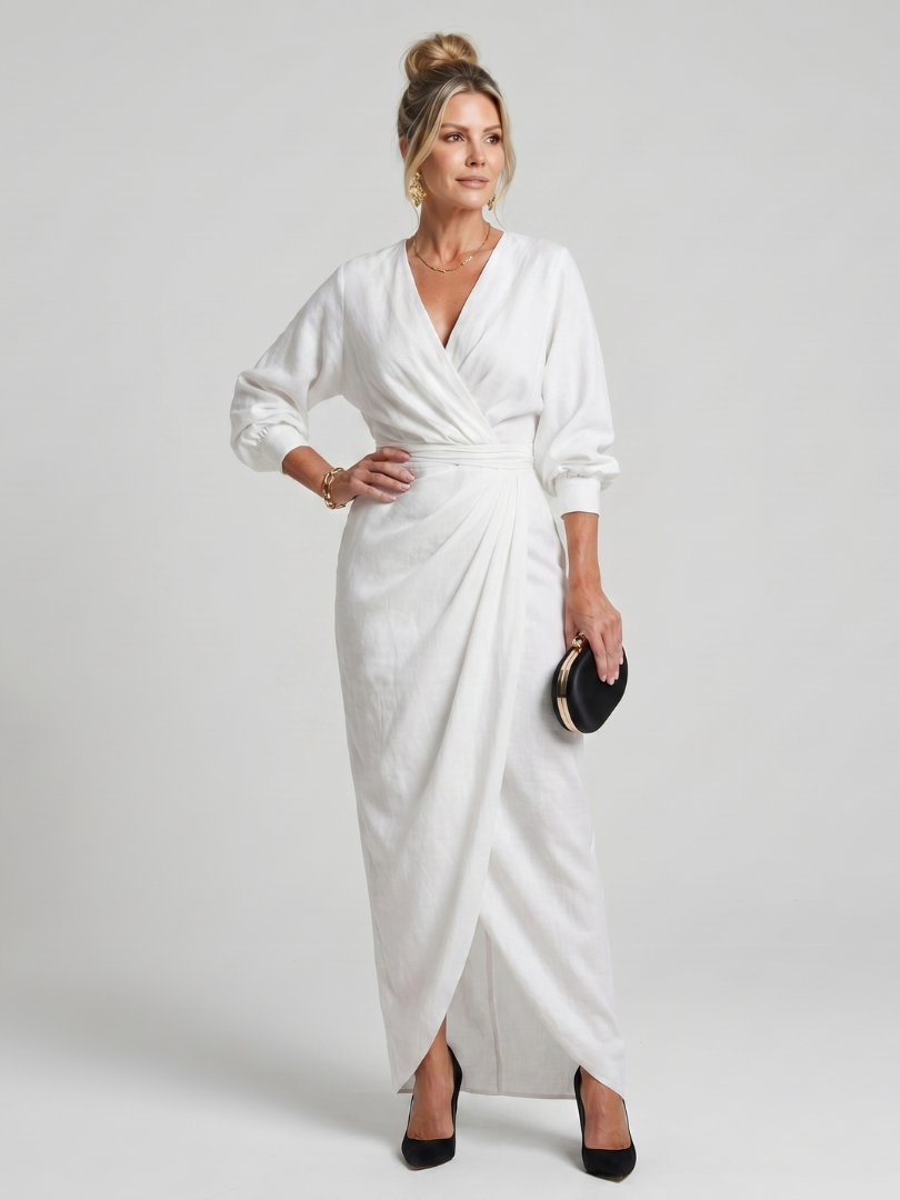 Fable | Robe Midi à Manches Longues avec Enveloppement
