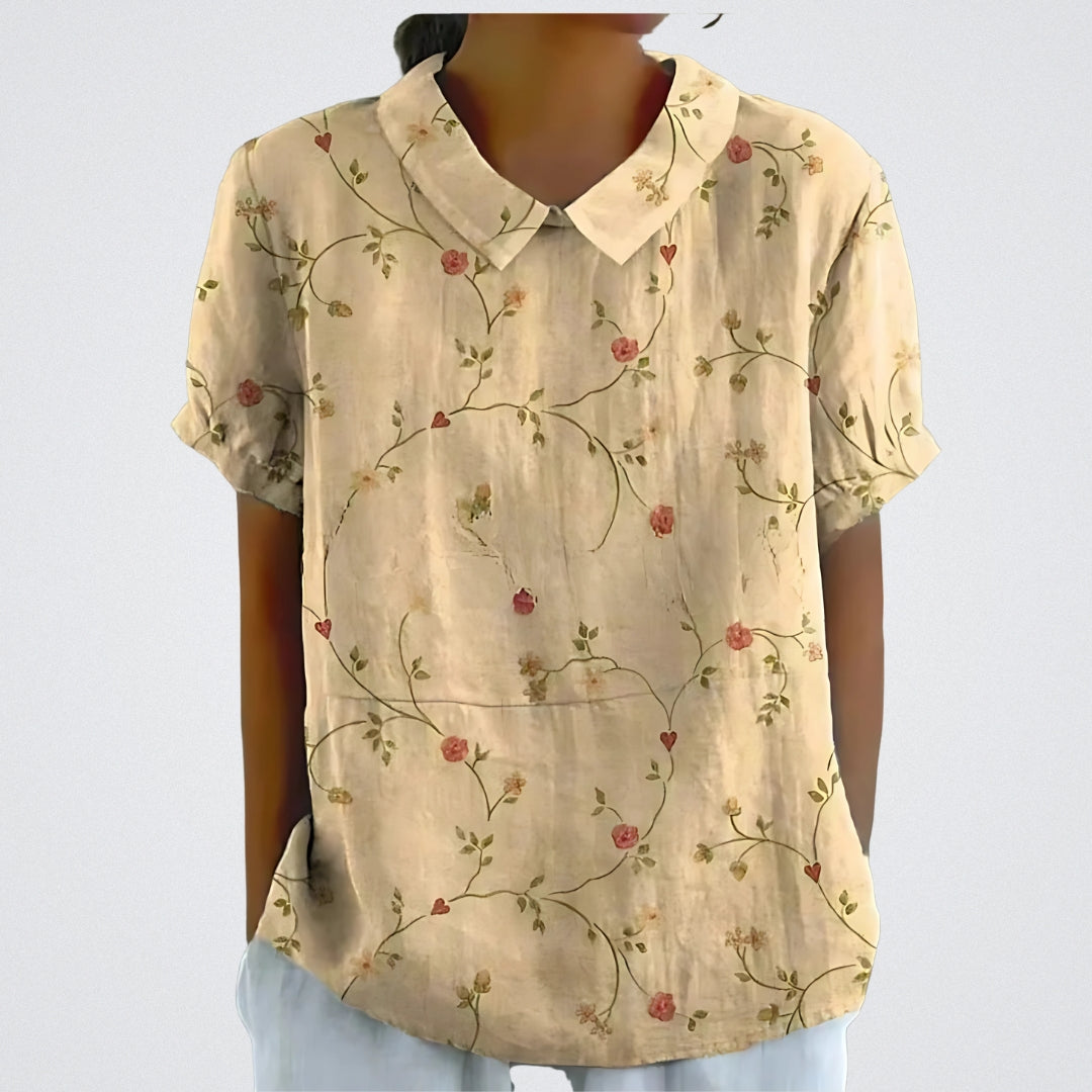 Lina™ - Blouse en lin élégante avec motif floral
