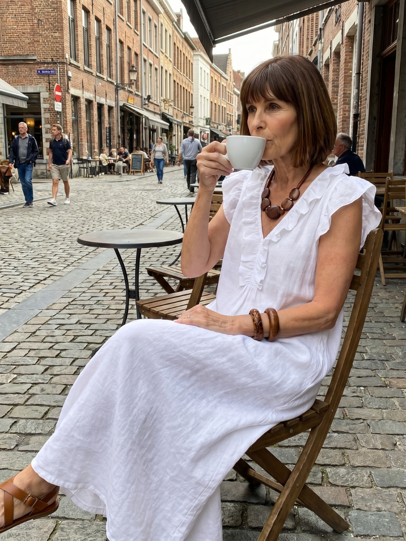 Fougère | Robe Midi Sans Manches avec Volants
