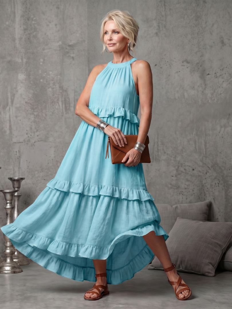 Katia | Robe Maxi à Volants en Cascade